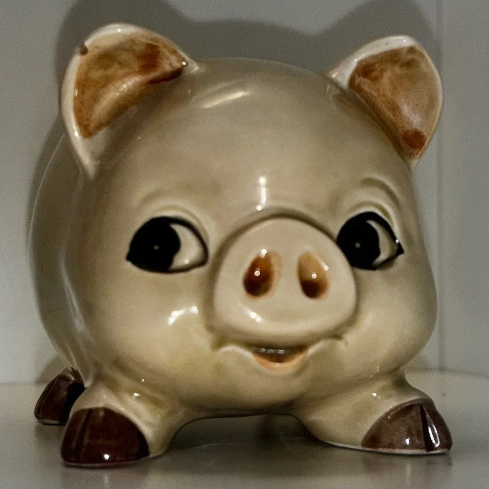 Otagiri OMC Japan vintage ceramic piggy bank /coin bank with adorable expression - Picture 2 of 8